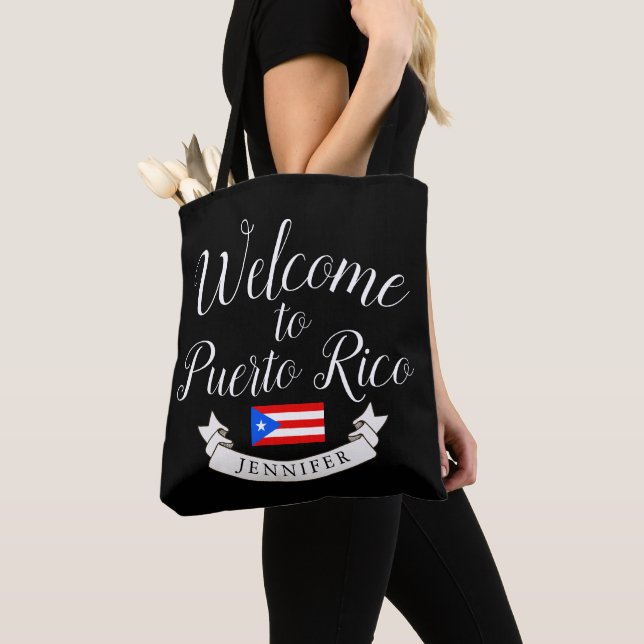 Welcome to Puerto Rico| Destination Wedding Favor Tote Bag (Close Up)