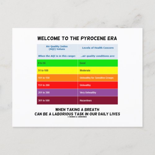 Welcome To Pyrocene Era Air Quality Index Geek Postcard