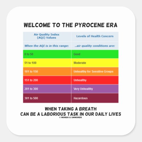 Welcome To Pyrocene Era Air Quality Index Geek Square Sticker