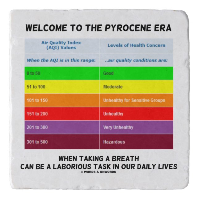 Welcome To Pyrocene Era Air Quality Index Geek Trivet (Front)