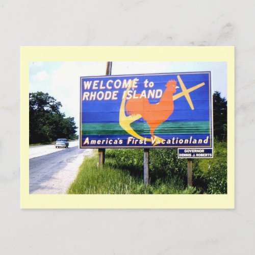 Welcome to Rhode Island Road Sign 1956 Vintage Postcard