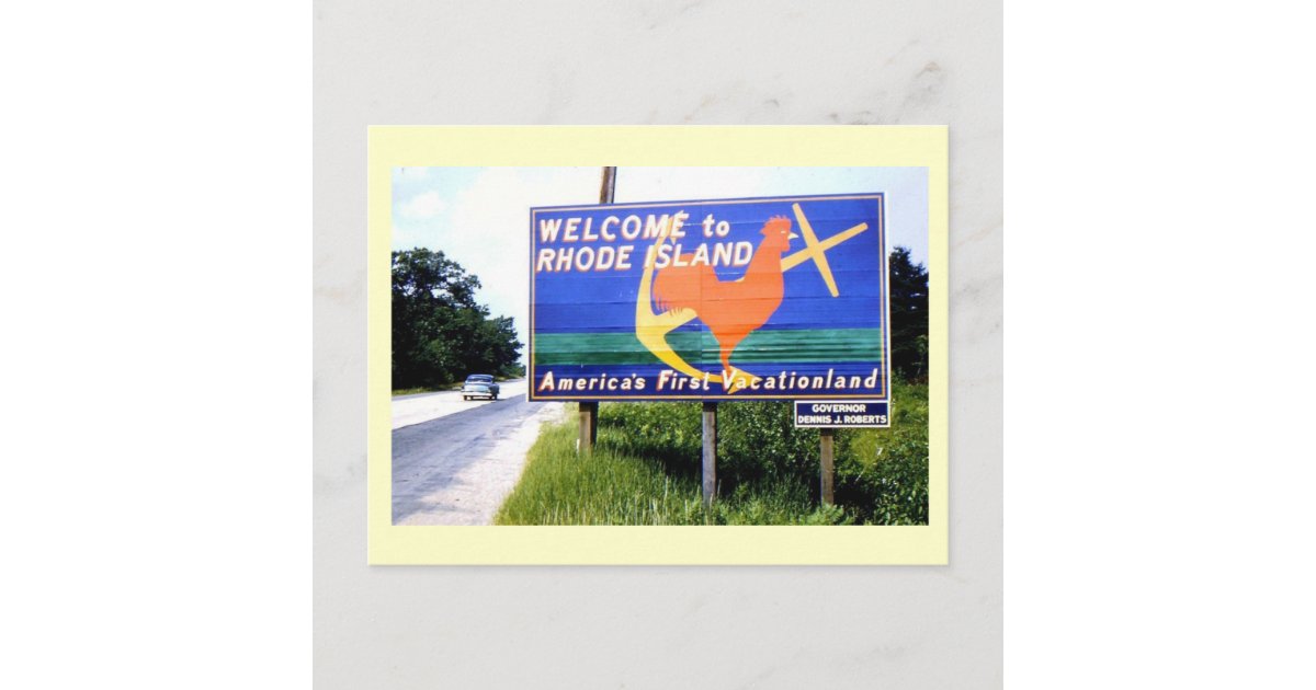 to Rhode Island, Road Sign 1956 Vintage Postcard Zazzle