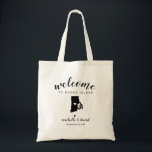 Welcome to  Rhode Island State Silhouette Wedding Tote Bag<br><div class="desc">Give your guests a warm welcome to your wedding in Rhode Island with a bag full of snacks and treats personalized with the state where you're getting married and the bride and groom's names and wedding date. Design features "welcome" in modern handwritten calligraphy script along with bride and groom's names...</div>