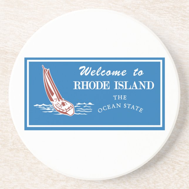 Welcome to Rhode Island - USA Road Sign Sandstone Coaster (Front)