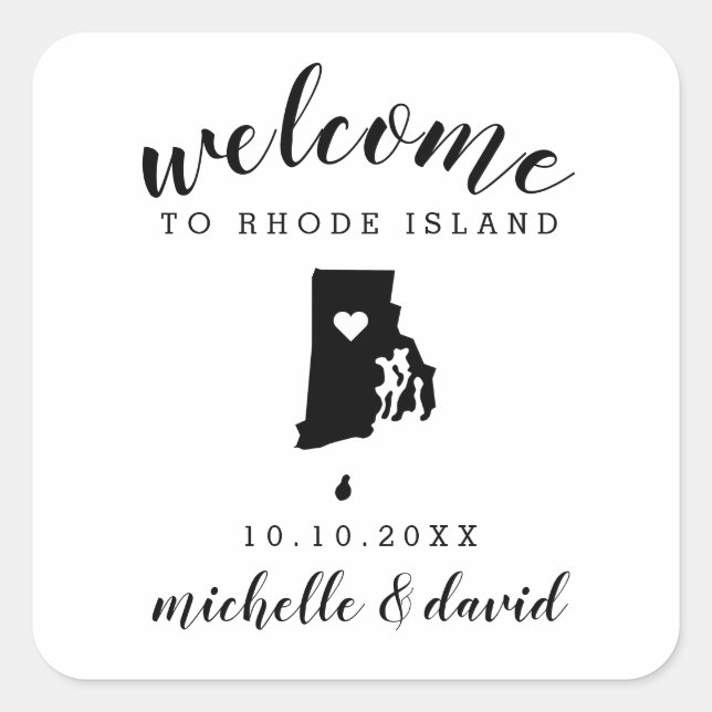 Welcome to  Rhode Island | Wedding custom favor Square Sticker (Front)