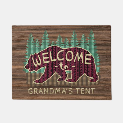 Welcome to rustic wood bear camping custom doormat