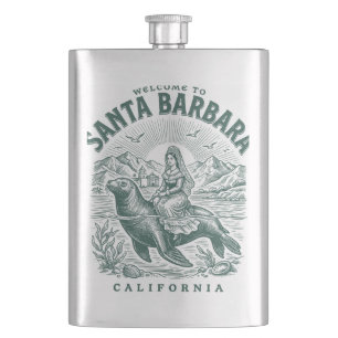 Welcome To Santa Barbara California Coast Flask