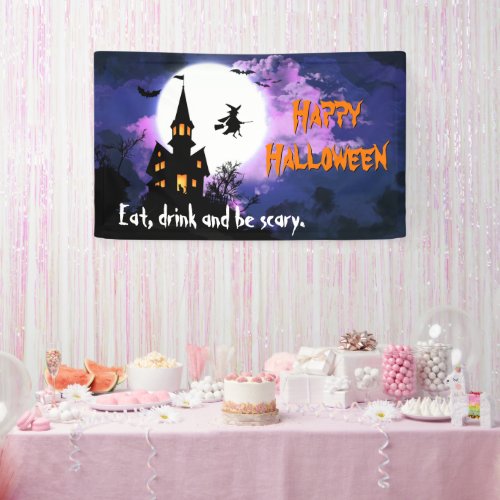 Welcome to Scary Haunted House _ Happy Halloween Banner