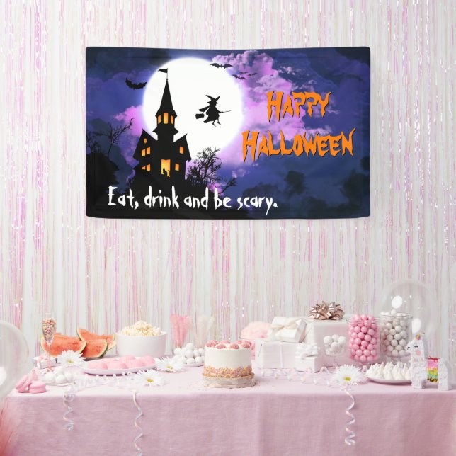Welcome to Scary Haunted House - Happy Halloween Banner (Party)