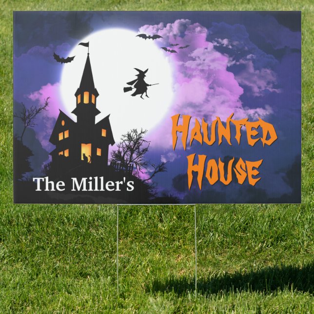 Welcome to Scary Haunted House - Happy Halloween Yard Sign (Insitu)