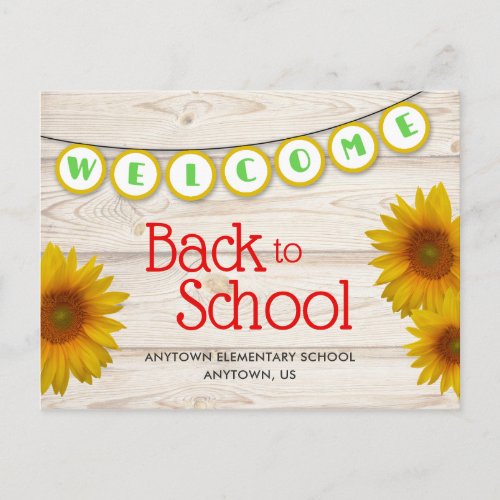 Welcome to School Yellow Daisies Rustic Postcard