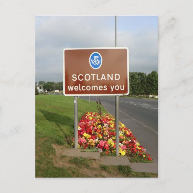 Welcome to Scotland - Anglo-Scottish Border Sign Postcard (Front)