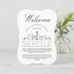 Welcome to Seattle | Guests Details Invitation<br><div class="desc">A unique guest details card tailored to your wedding guest traveling to see you in the beautiful city of Seattle, Washington. It features a modern deco-style illustration of the city's skyline on the front followed by spaces for your unique wedding day information on the back. All elements of this item...</div>