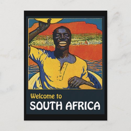 Welcome to South Africa native man in a boat Postcard