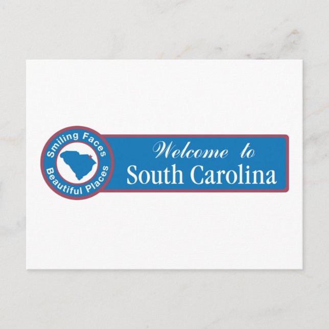 Welcome to South Carolina - USA Road Sign Postcard (Front)