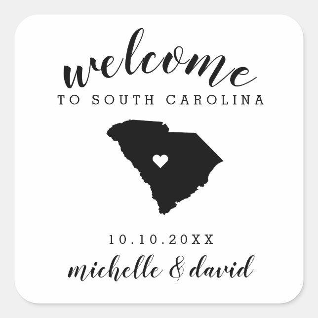 Welcome to South Carolina | Wedding custom favor Square Sticker (Front)