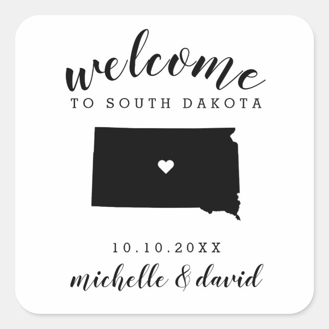 Welcome to South Dakota | Wedding custom favor Square Sticker (Front)