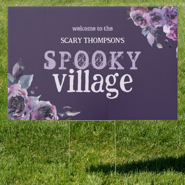 Welcome to Spooky Village Florals Halloween Sign (Insitu)