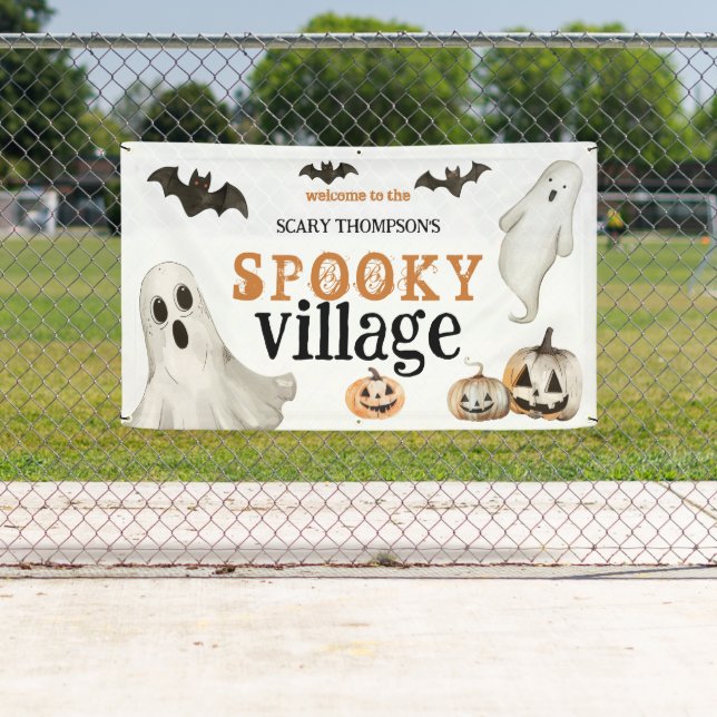 Welcome to Spooky Village Ghosts Name Halloween  Banner (Insitu)