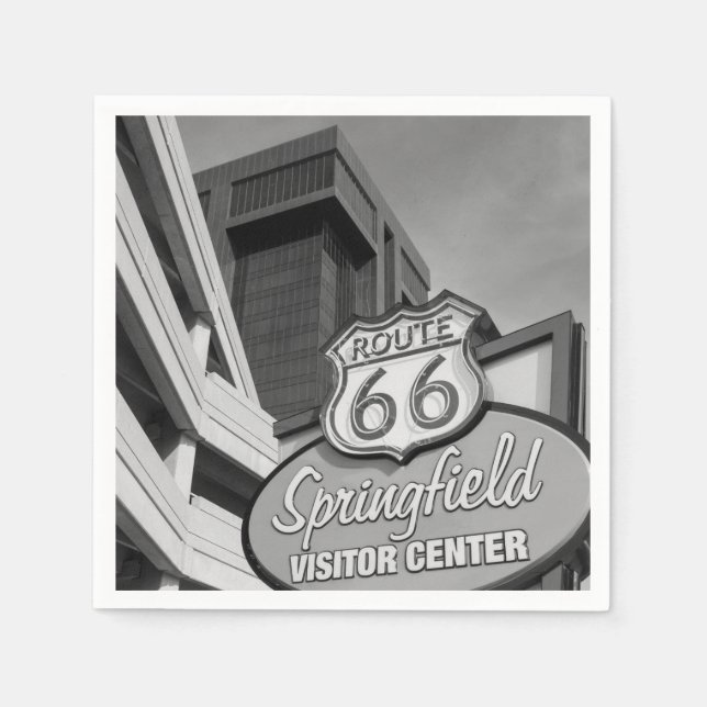 Welcome To Springfield Grayscale Paper Napkins (Front)