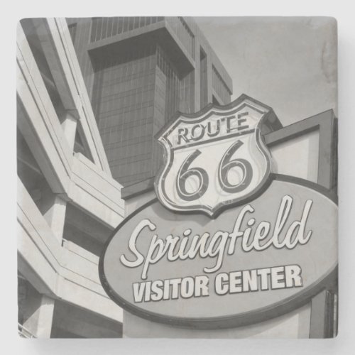 Welcome To Springfield Grayscale Stone Coaster