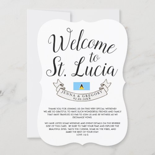Welcome to St Lucia  Destination Wedding Favor Invitation