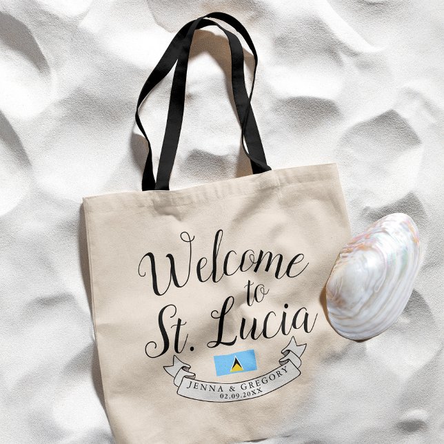 Welcome to St. Lucia | Destination Wedding Favor Tote Bag (Creator Uploaded)