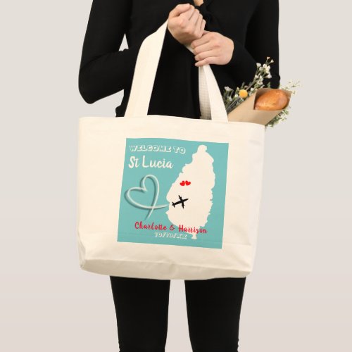 Welcome To  St Lucia Destination Wedding Large Tote Bag