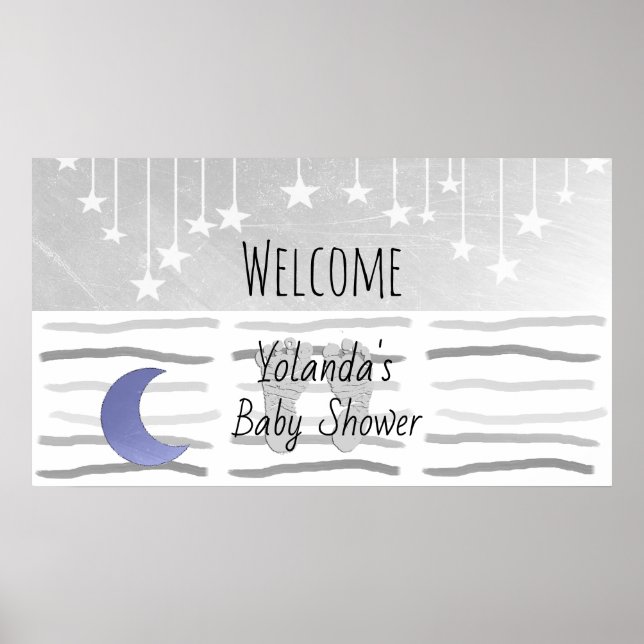 Welcome to Stars and Moon Baby Shower Personalized Poster (Front)