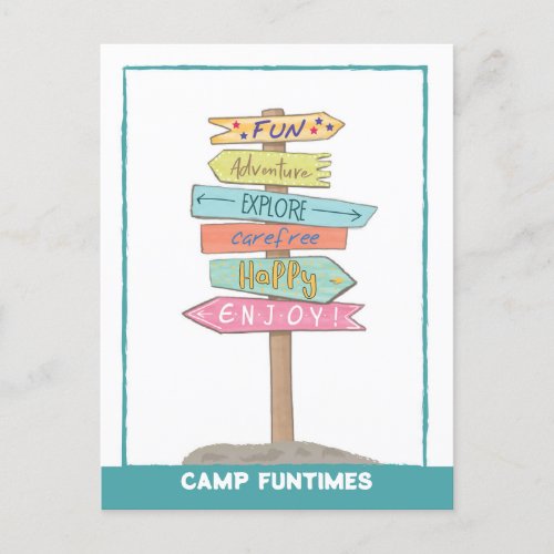 Welcome to Summer Camp Custom Name Fun Sign Postcard
