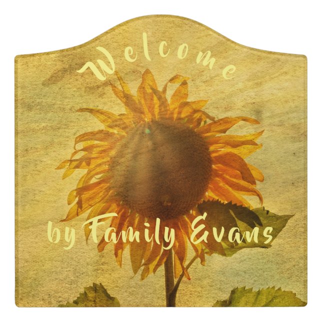 Welcome to sunflower door sign (Large Crest Front)