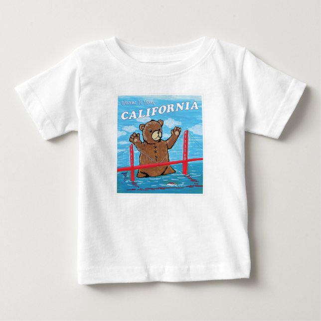 Welcome To Sunny California Giant Teddy Bear Baby T-Shirt (Front)