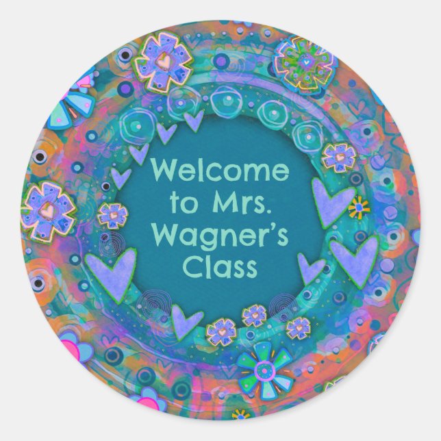 Welcome to Teacher’s Class Personalized Classic Round Sticker (Front)
