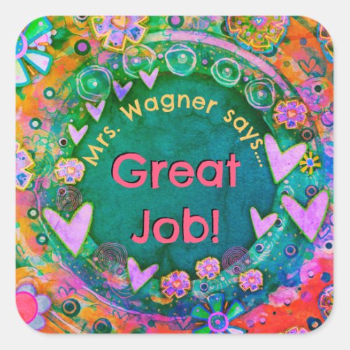 Welcome to Teachers Class Personalized Square Sticker