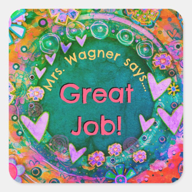 Welcome to Teacher’s Class Personalized Square Sticker (Front)