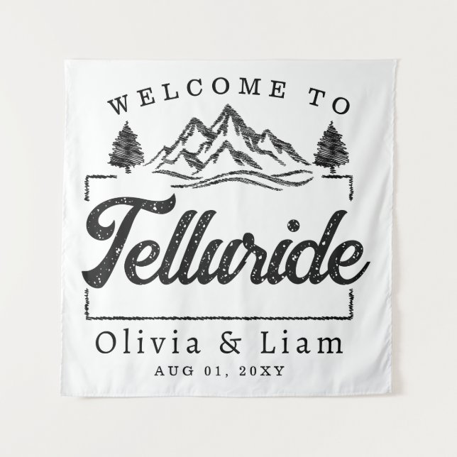 Welcome To Telluride Colorado Wedding Minimalist Tapestry (Front)