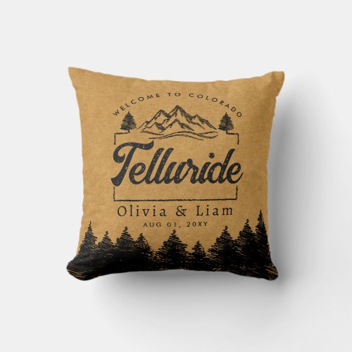 Welcome To Telluride Colorado Wedding Minimalist Throw Pillow