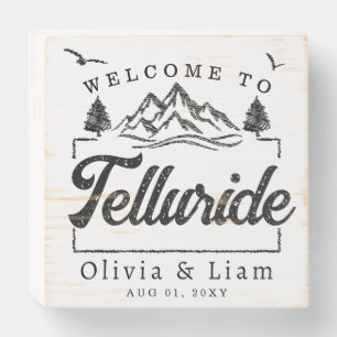 Welcome To Telluride Colorado Wedding Minimalist Wooden Box Sign