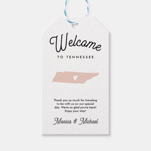 Welcome to TENNESSEE Wedding ANY COLOR   Gift Tags