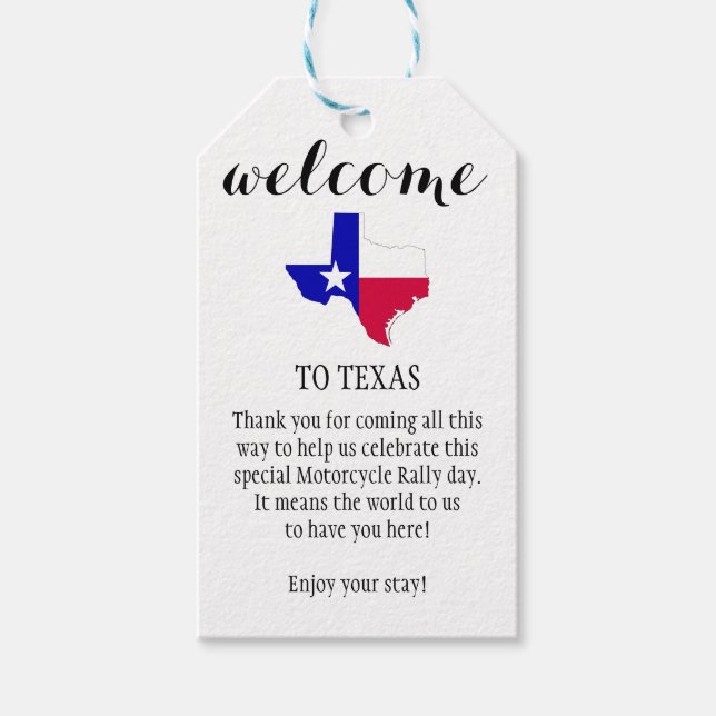 WELCOME TO TEXAS PERSONALIZED GIFT TAGS (Front)