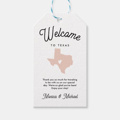 Welcome to TEXAS Wedding ANY COLOR  Gift Tags