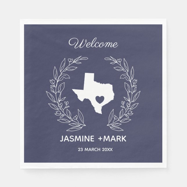 Welcome to Texas Wedding Party Custom  Napkins (Front)