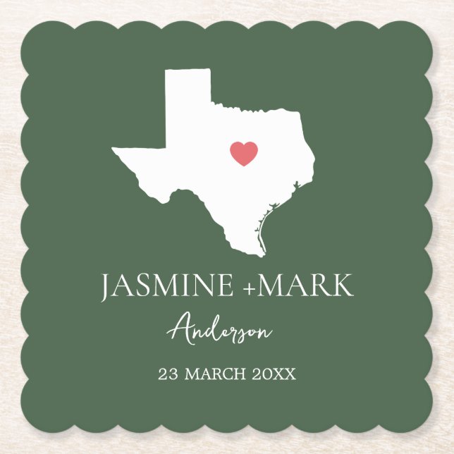 Welcome to Texas Wedding Party Custom  Paper Coaster (Front)