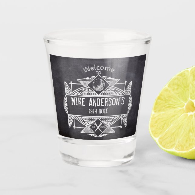 Welcome to the 19th Hole Shot Glass (Front)