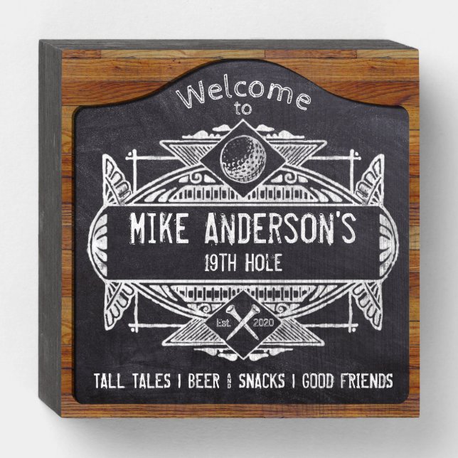 Welcome to the 19th Hole Wooden Box Sign (Front Horizontal)