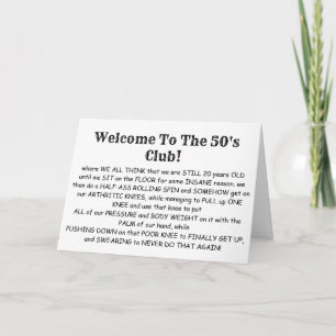 Welcome To The 50's Club, Happy Birthday Card