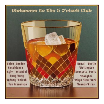 Welcome To The 5 O'clock Club Mid Century Design Acrylic Print by leehillerloveadvice at Zazzle