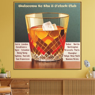 Welcome to the 5 O'clock Club Mid Century Design Canvas Print