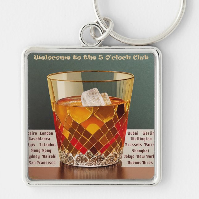 Welcome to the 5 O'clock Club Mid Century Design Keychain (Front)