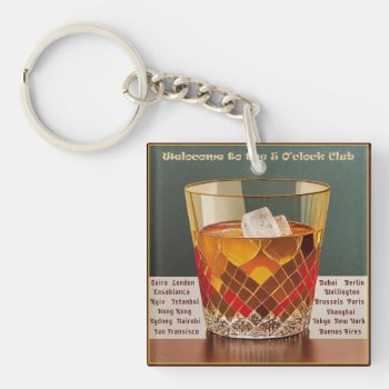 Welcome To The 5 O'clock Club Mid Century Design Keychain by leehillerloveadvice at Zazzle